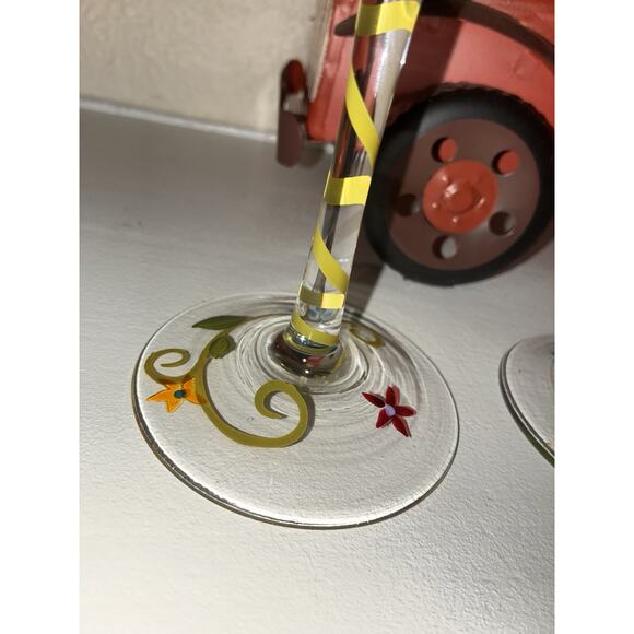 Wine Goblet Glasses Hand Painted Owls Set of 2 - Picture 5 of 9